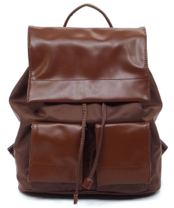 Drawstring Flap Backpack CHU018 COFFEE